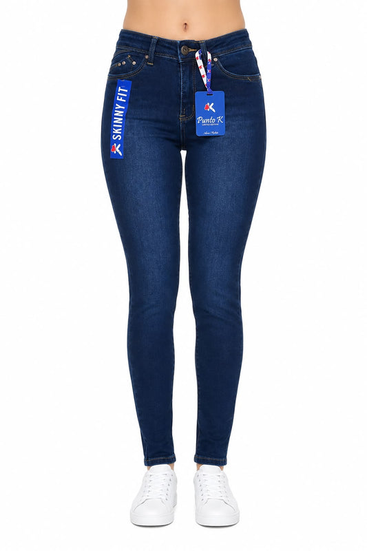 Pantalón Dama Mezclilla Skinny de Tiro Alto Azul Índigo