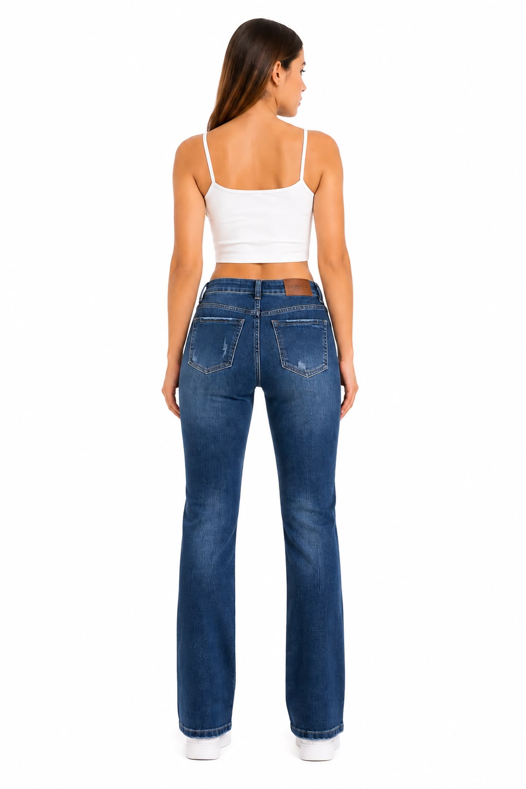 Pantalón Dama Mezclilla Straight de Tiro Alto Azul Medio