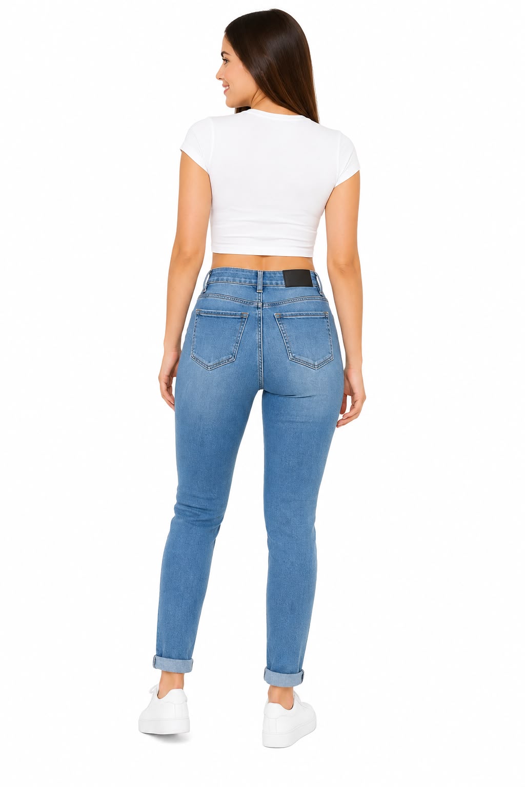 Pantalón Dama Mezclilla Skinny de Tiro Alto Azul Claro
