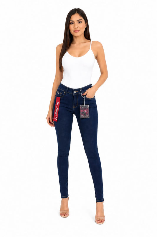 Pantalón Dama Mezclilla Skinny Fit Azul Oscuro