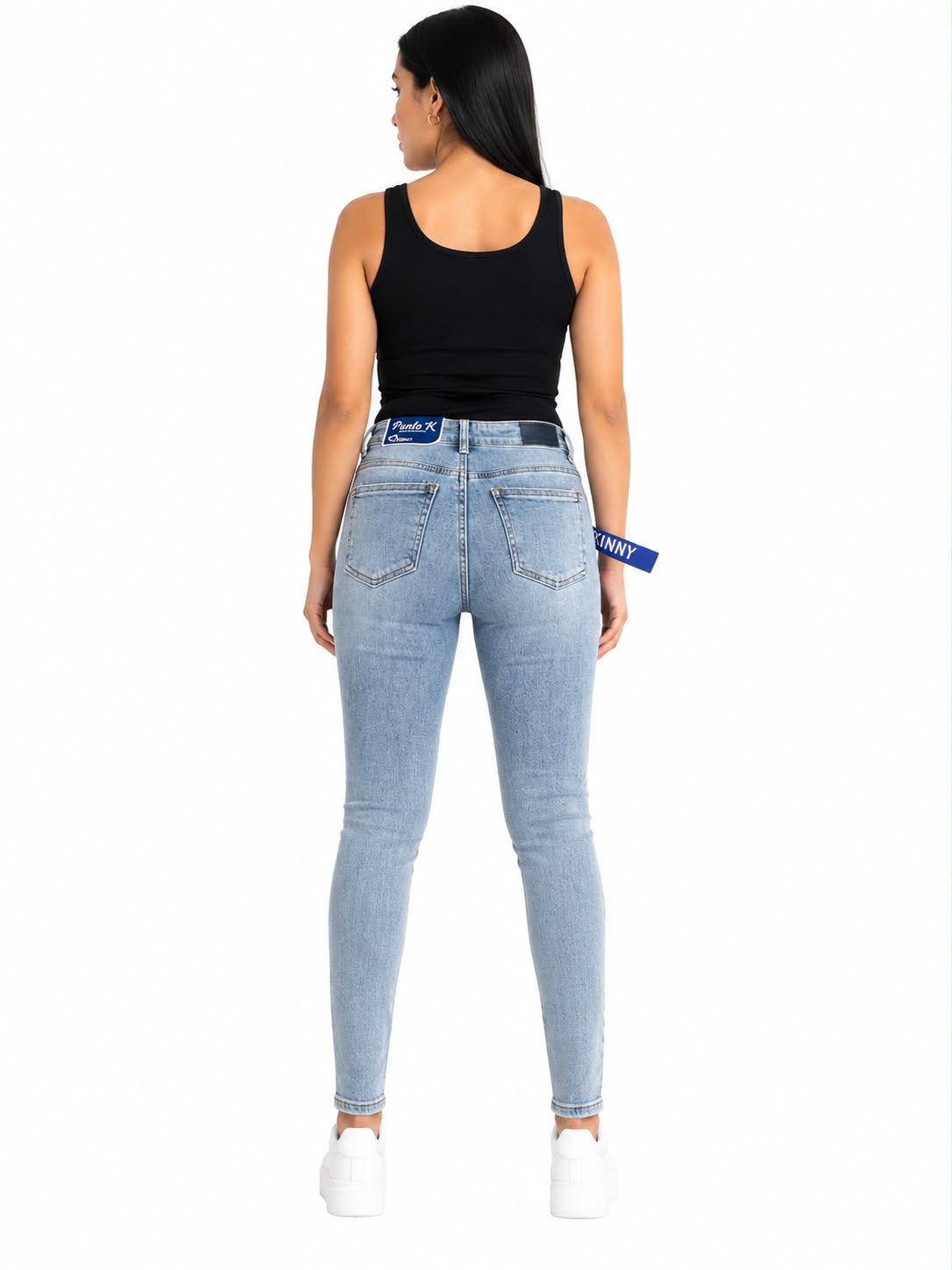Pantalón Dama Mezclilla Skinny Fit Deslavado con Rasgados