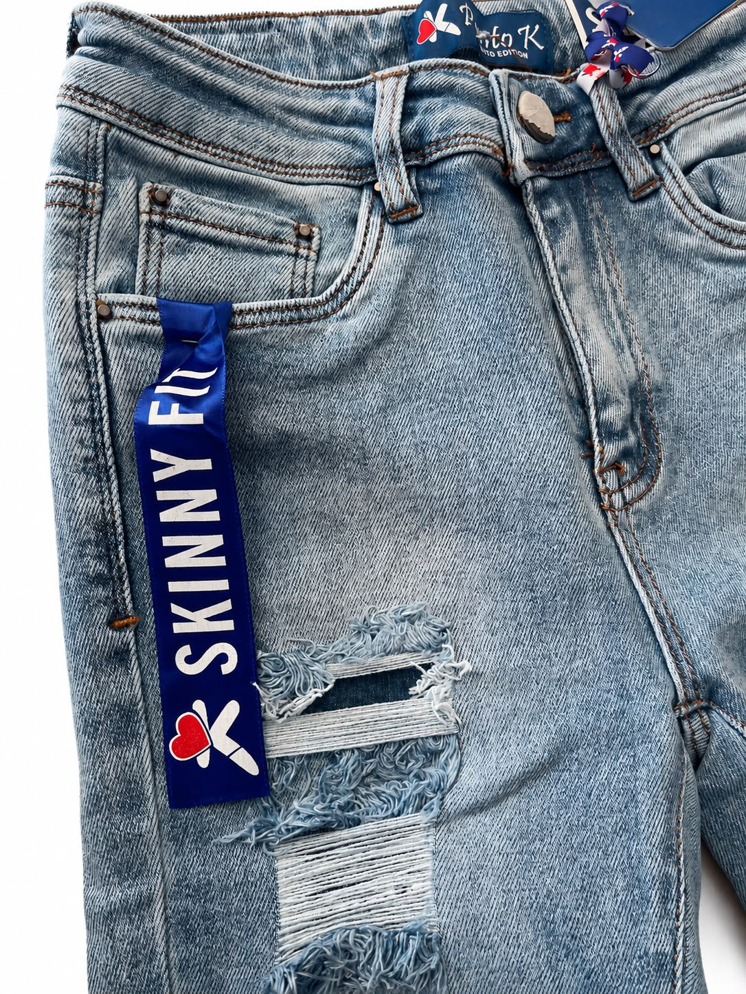Pantalón Dama Mezclilla Skinny Fit Deslavado con Rasgados