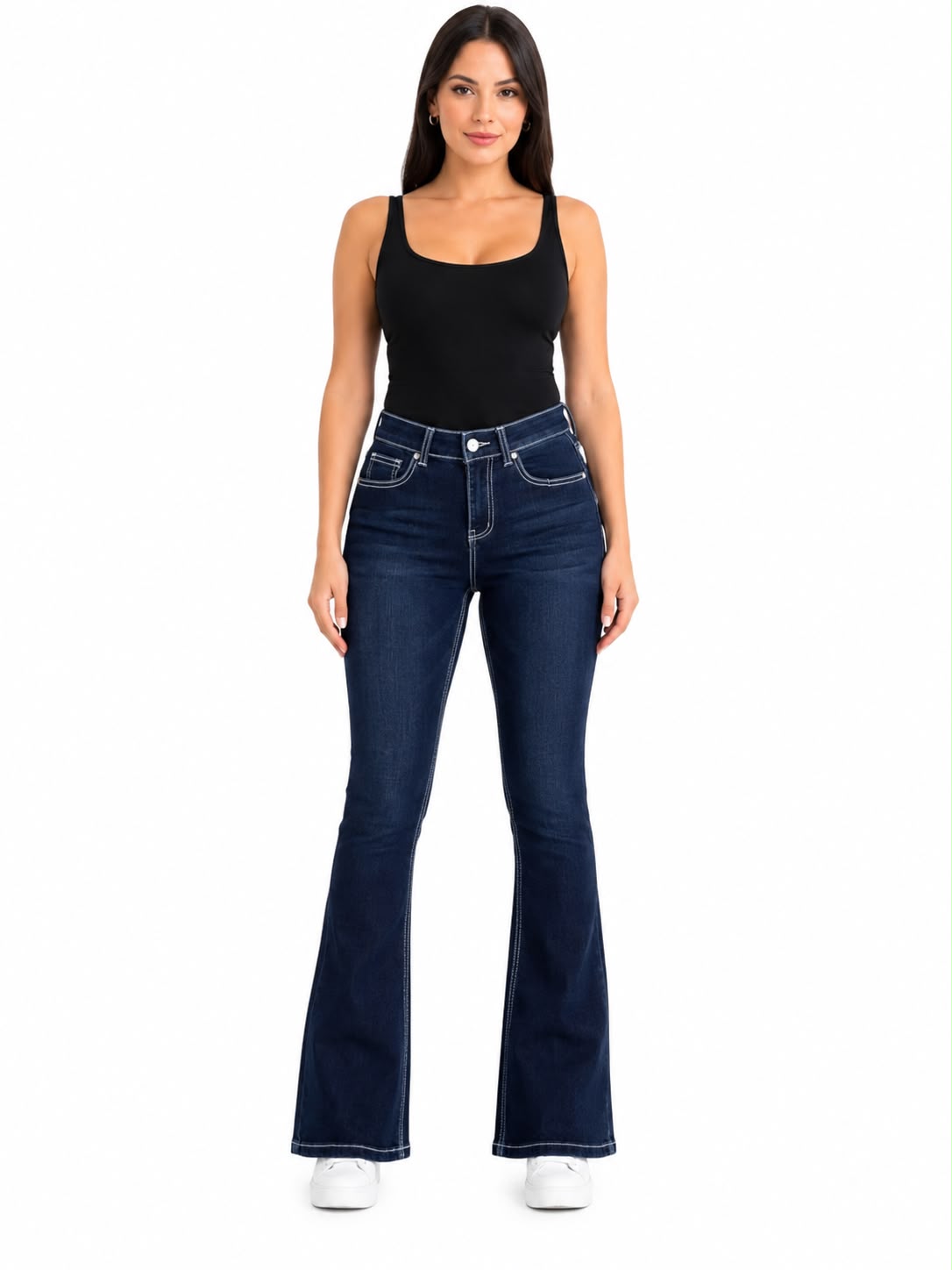 Pantalón Dama Mezclilla Flare Azul Oscuro
