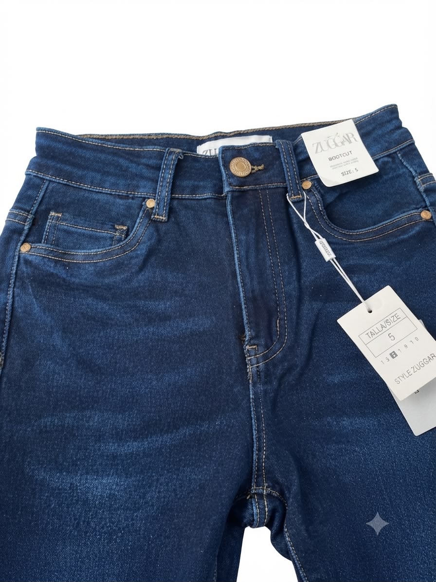 Pantalón dama mezclilla flare de tiro alto