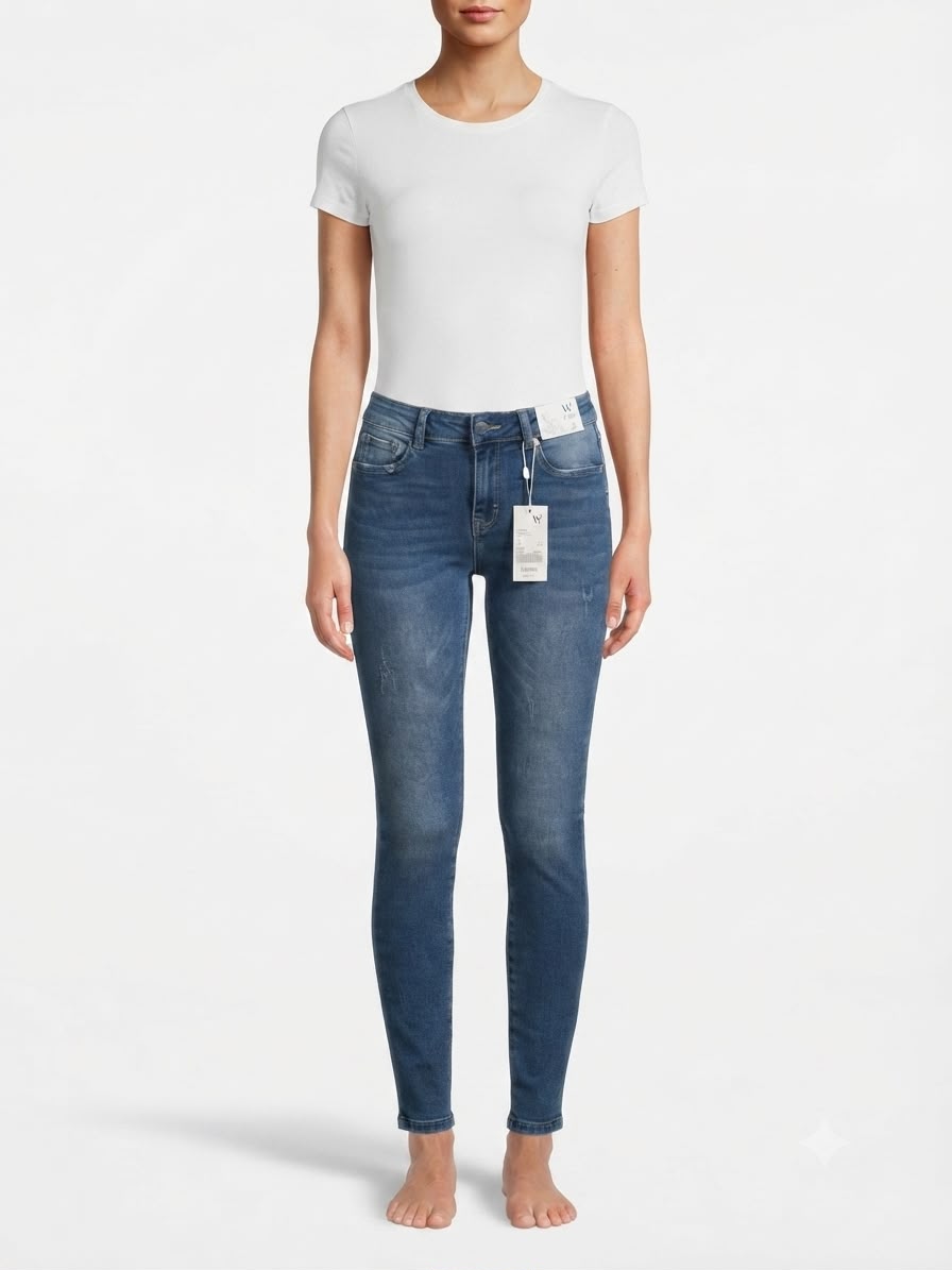 Pantalón dama mezclilla skinny básico de tiro alto