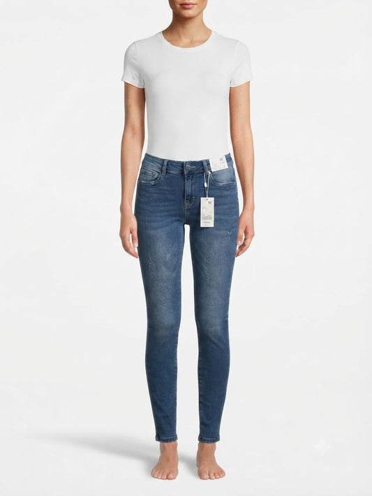 Pantalón dama mezclilla skinny básico de tiro alto