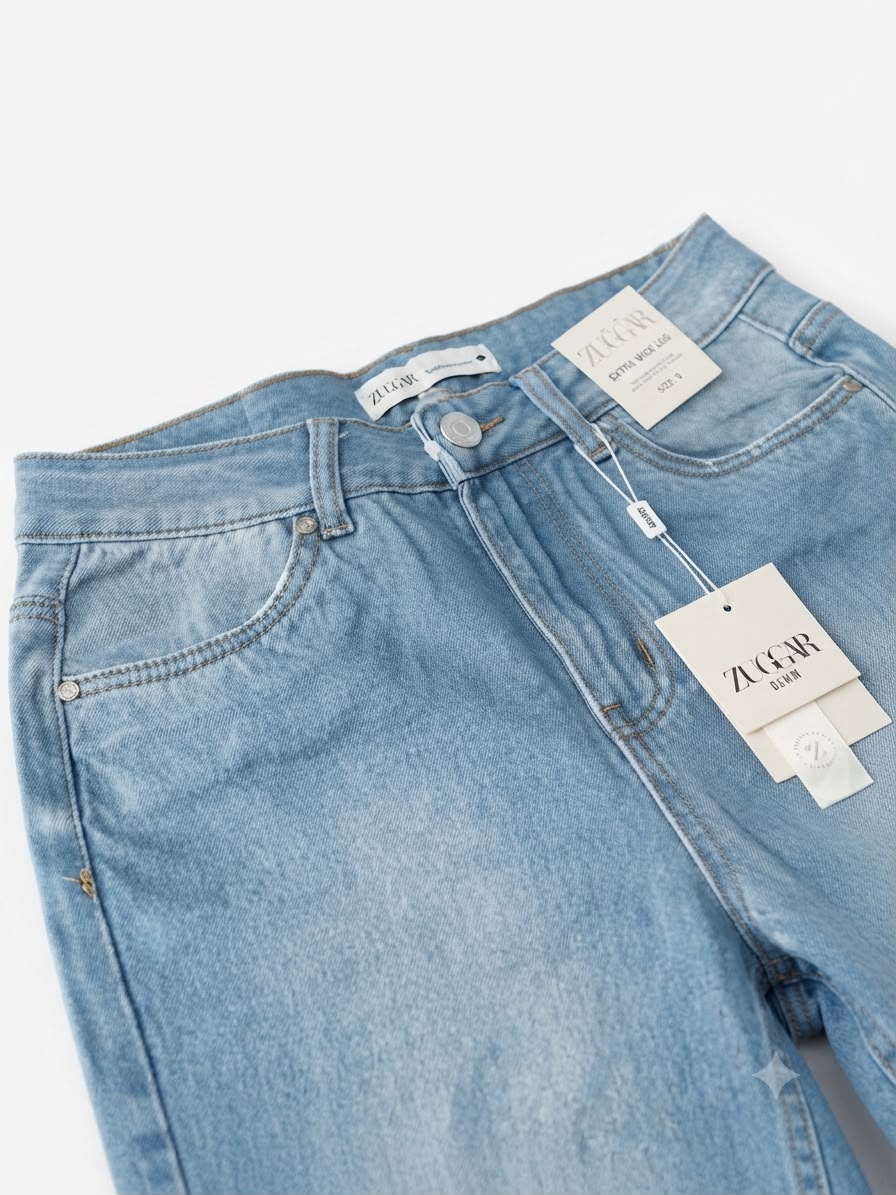 Pantalón dama mezclilla wide leg tiro alto
