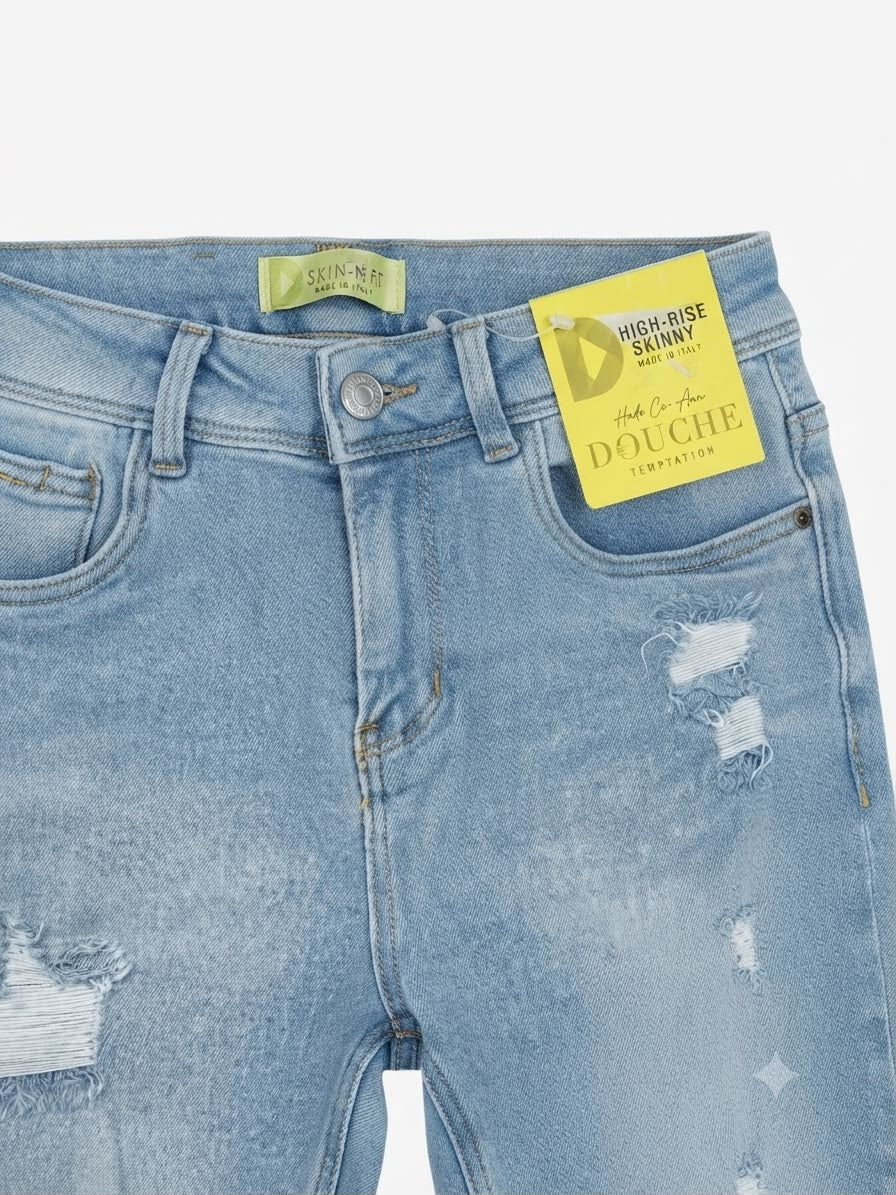 Pantalón dama mezclilla skinny plus con rasgados