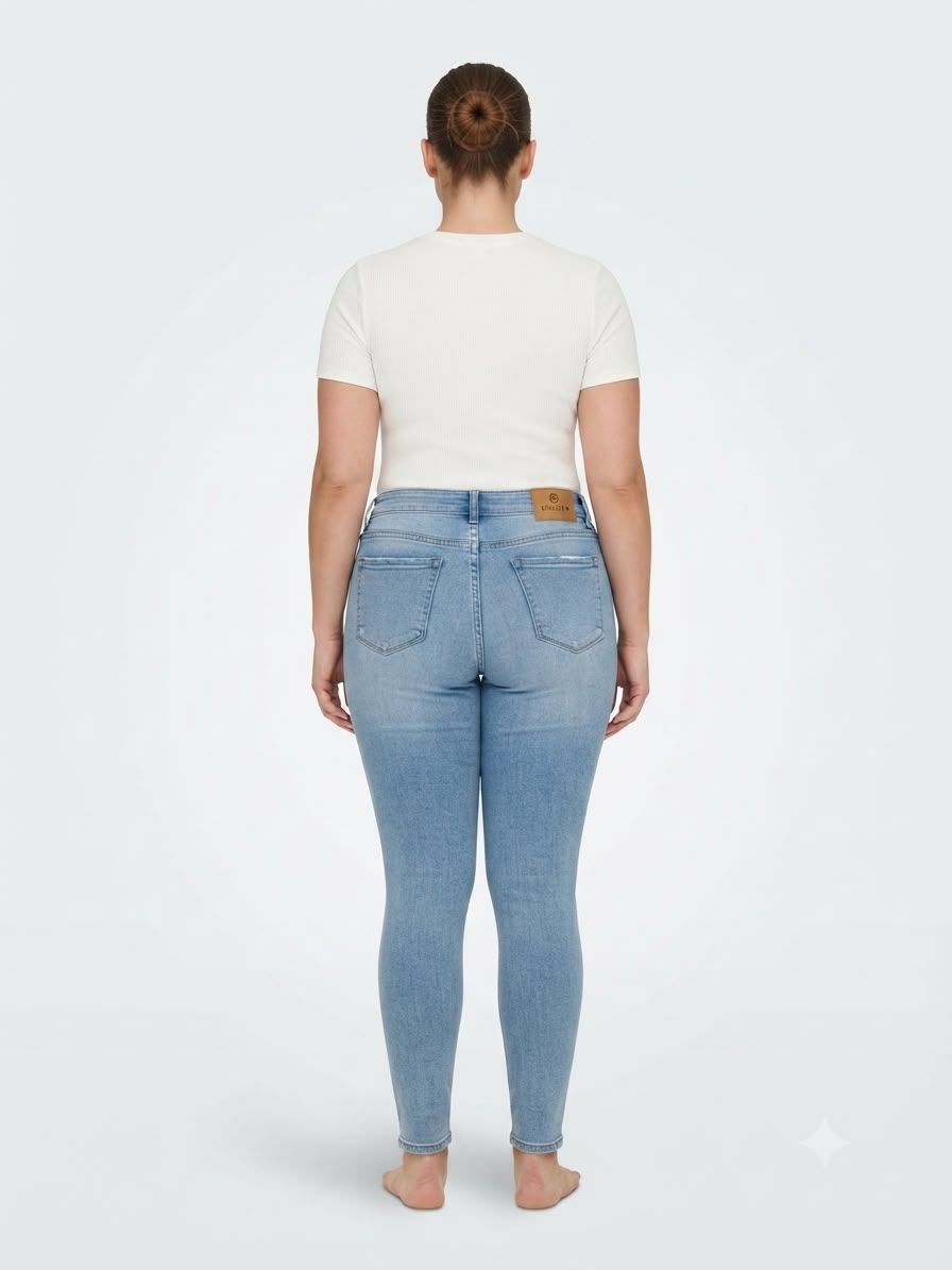 Pantalón dama mezclilla skinny plus con rasgados