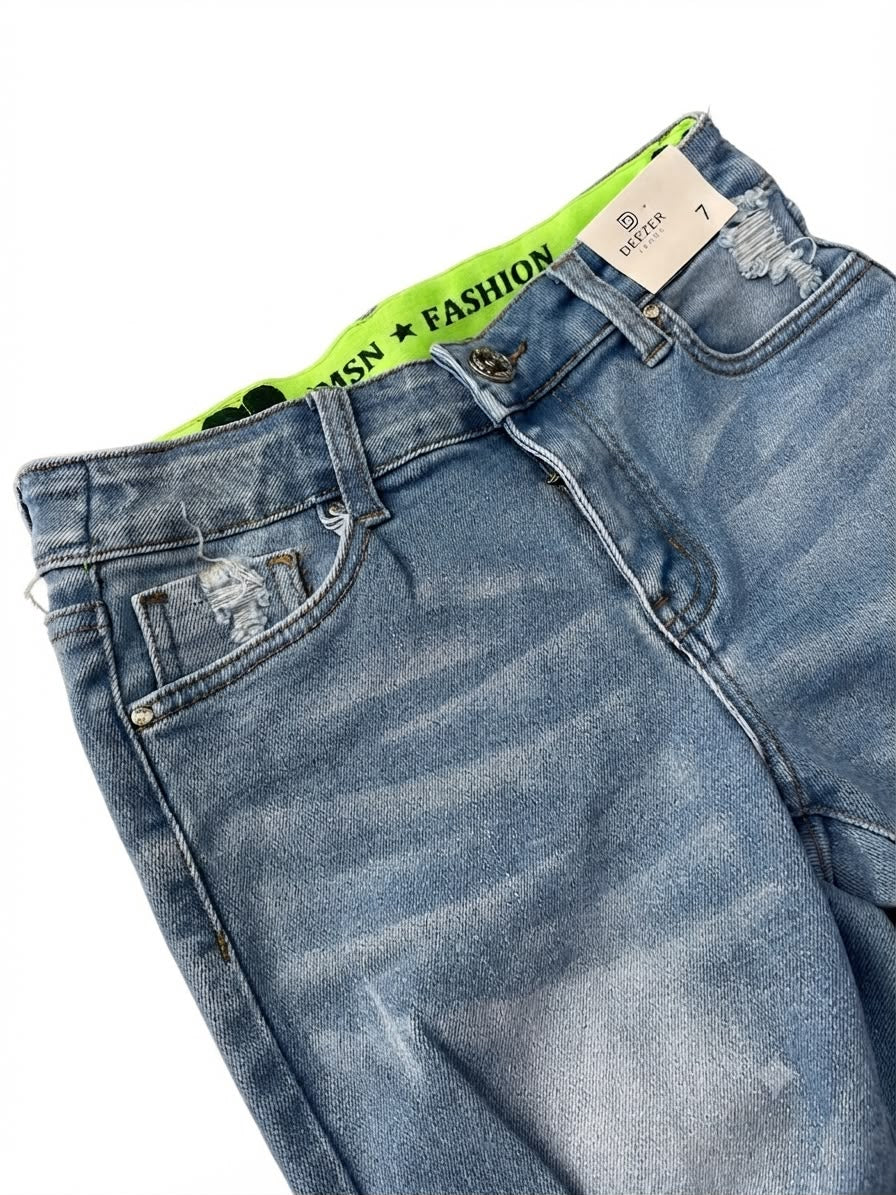 Pantalón dama mezclilla skinny plus con rasgados