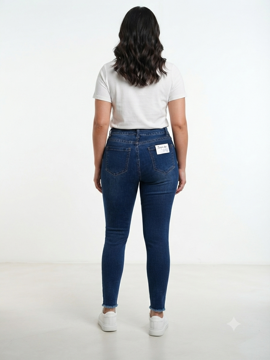 Pantalón dama mezclilla skinny con pedrería