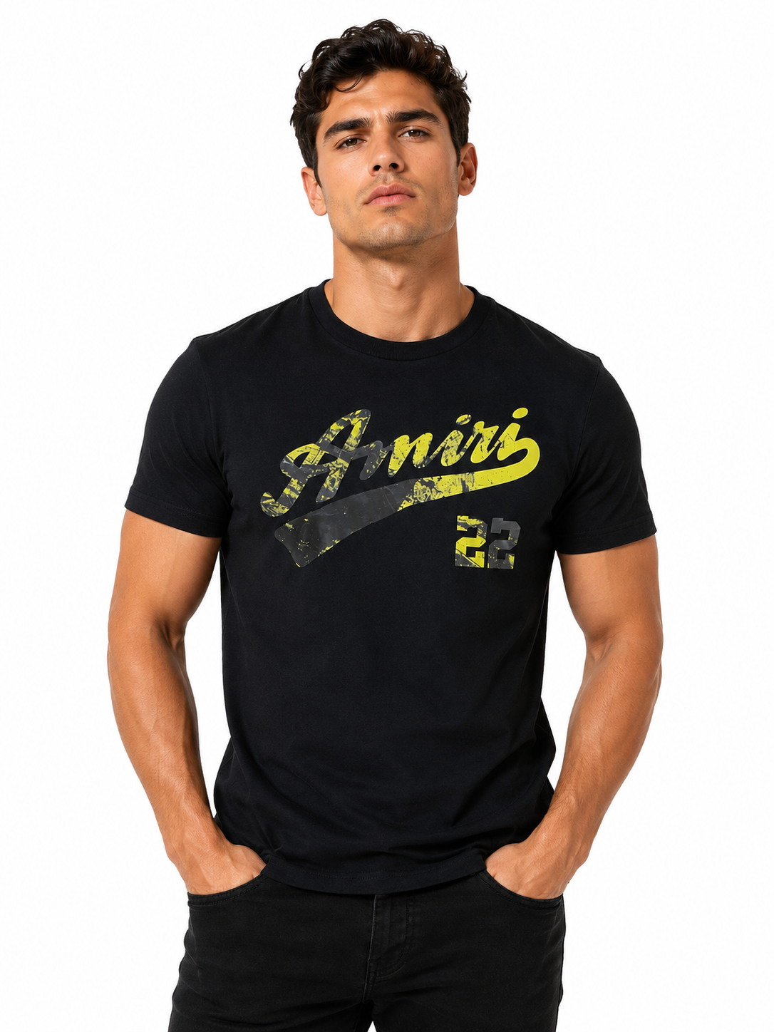 Playera Caballero Negra con Estampado Verde