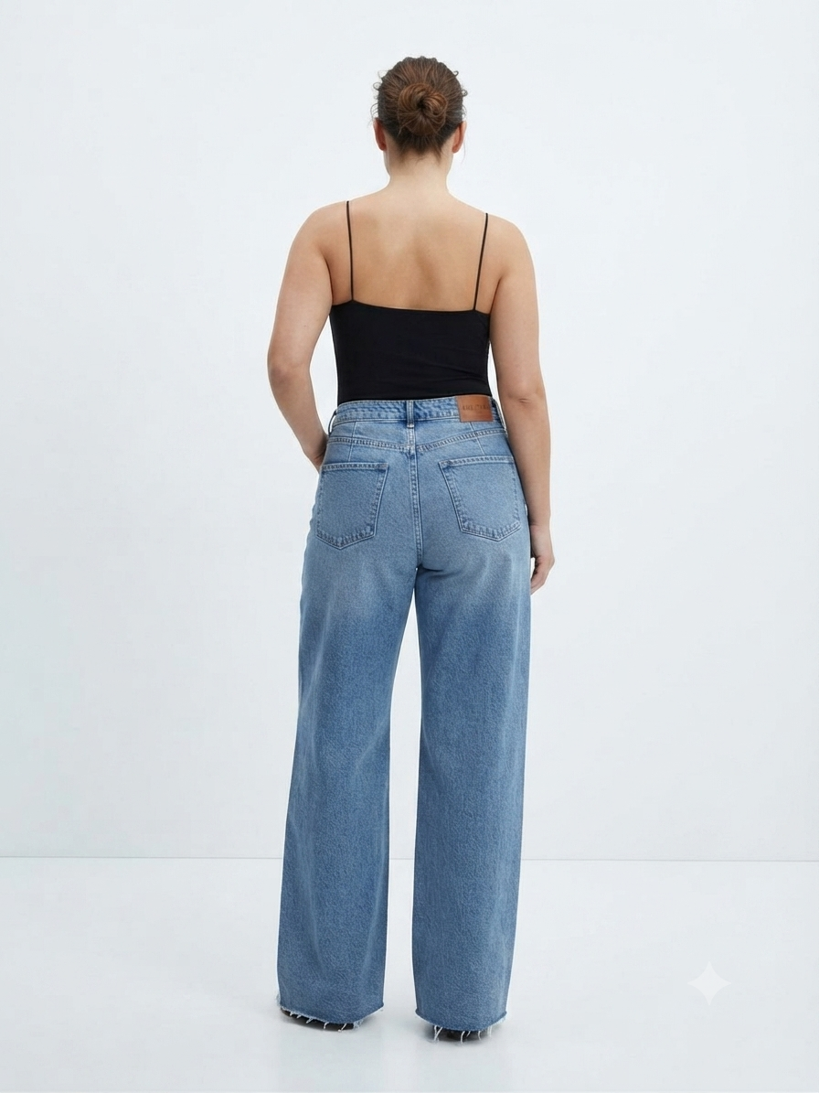 Pantalón dama mezclilla wide leg