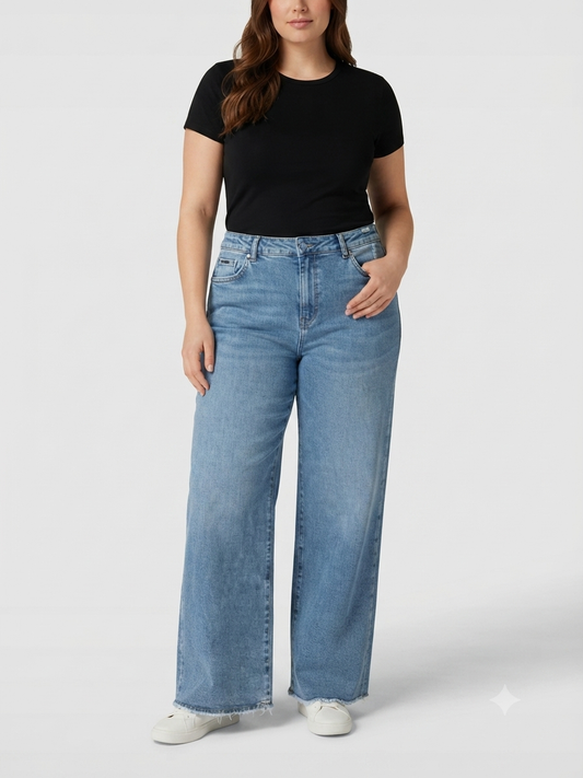 Pantalón dama mezclilla wide leg