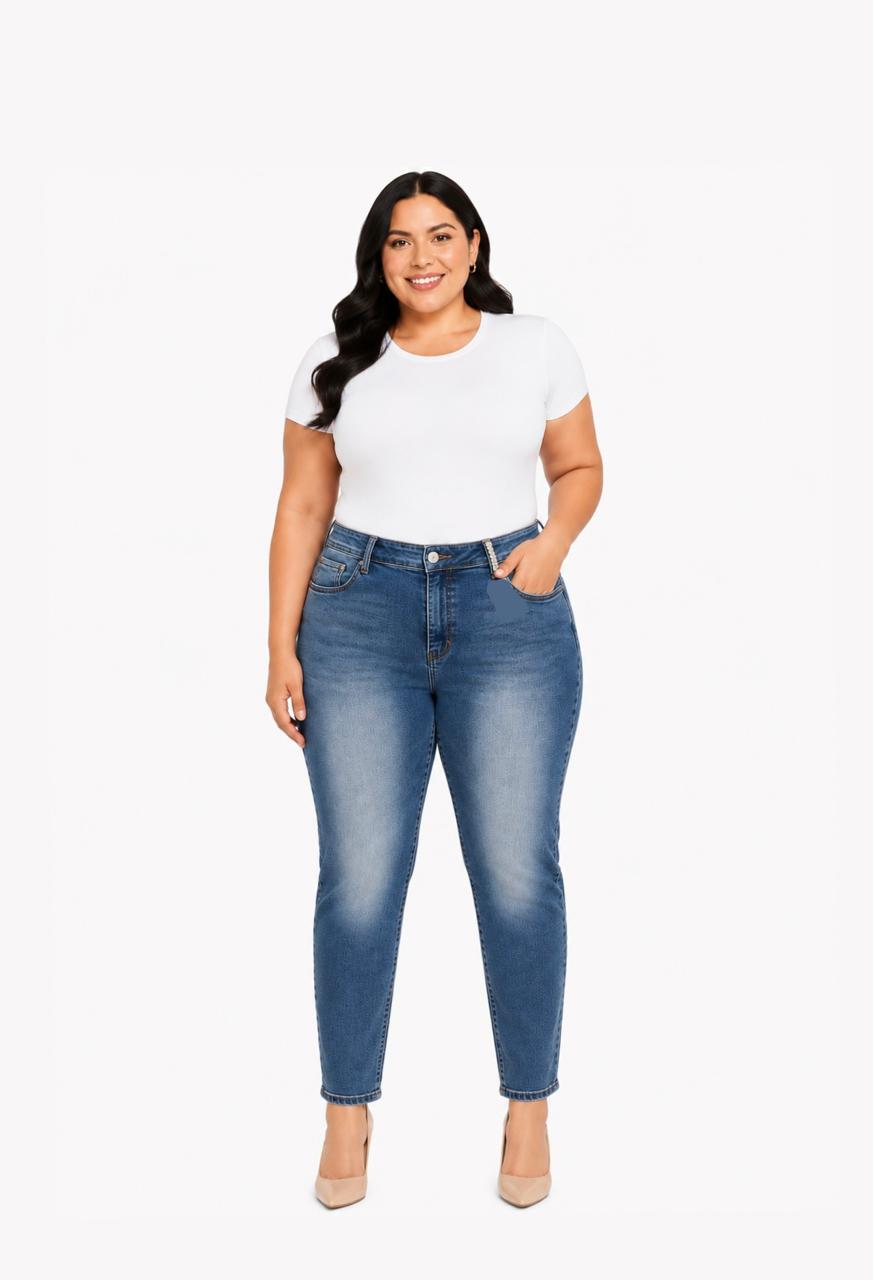 Pantalón dama mezclilla azul medio