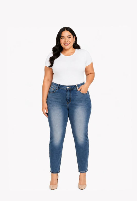 Pantalón dama mezclilla azul medio
