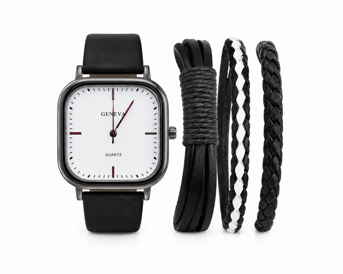 Set Reloj Caballero negro con Pulseras