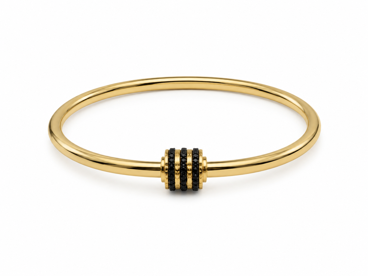 Pulsera Dama Dorada con Detalles Negros ✨🖤
