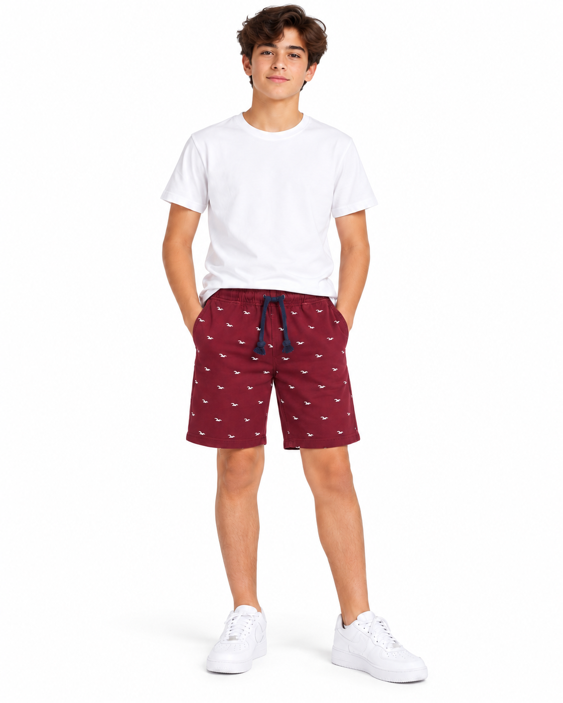 Short niño estampado color vino