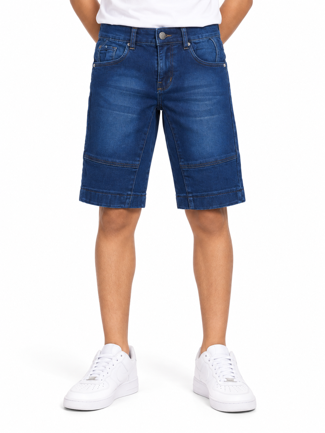 Short niño de mezclilla azul con efecto deslavado