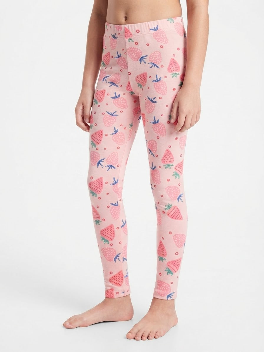 Pantalón leggings niña rosa con estampado de fresas 🍓