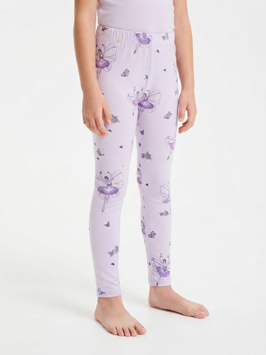Pantalón legging niña lila con estampado de bailarinas 🩰💜