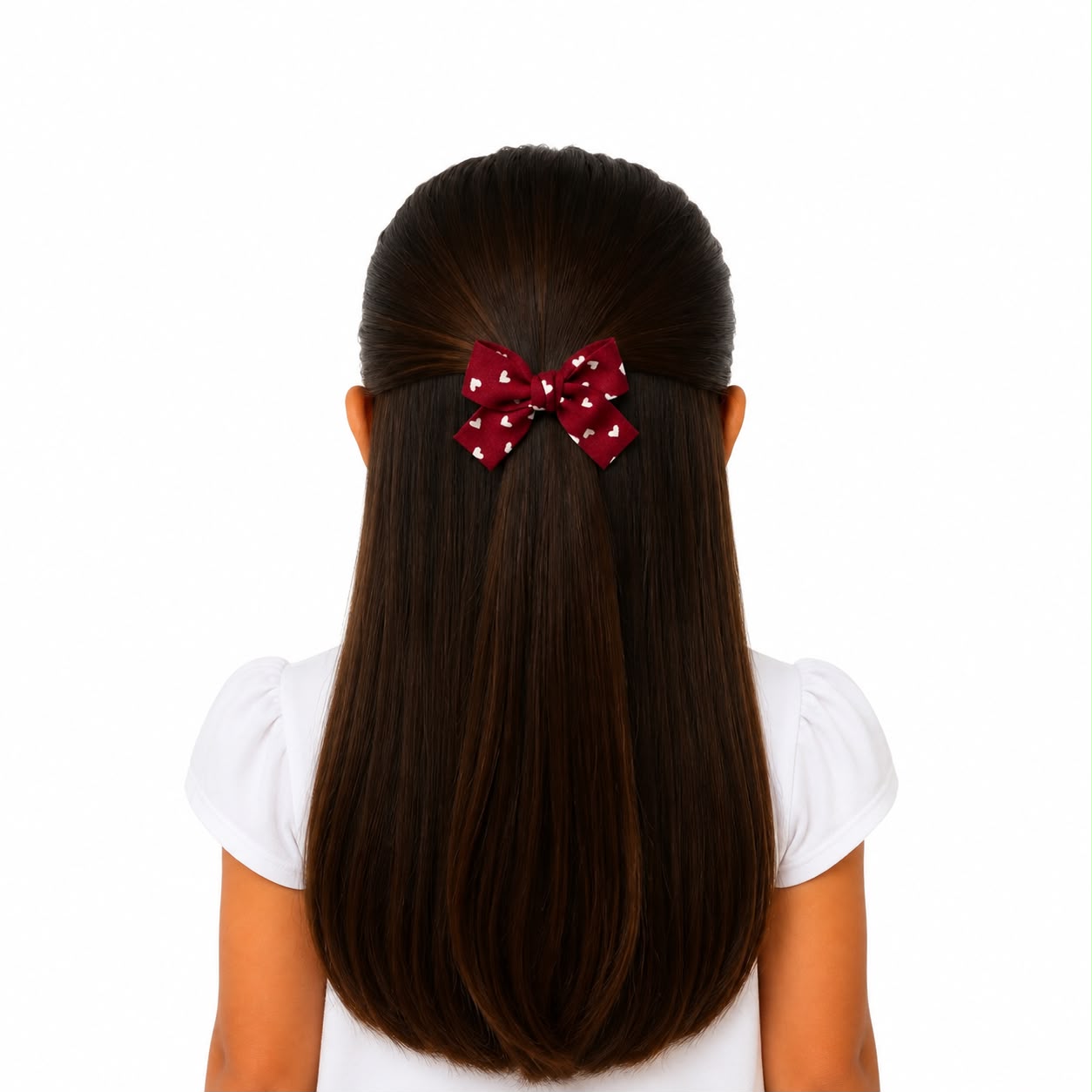 Moño chico niña rojo con corazones