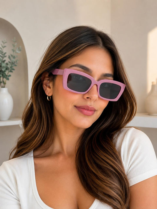 Lentes dama rectangulares rosa pastel