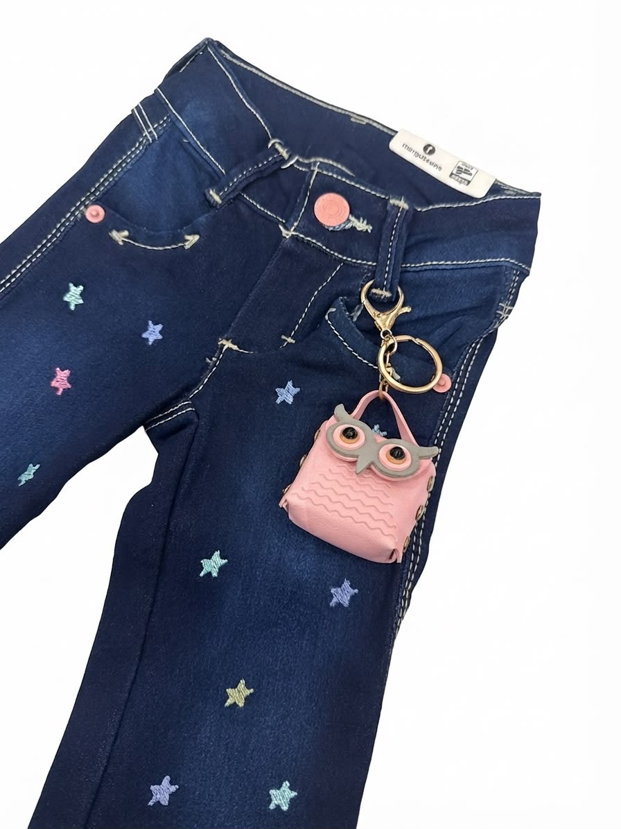 Pantalón Niña mezclilla bordado estrellas