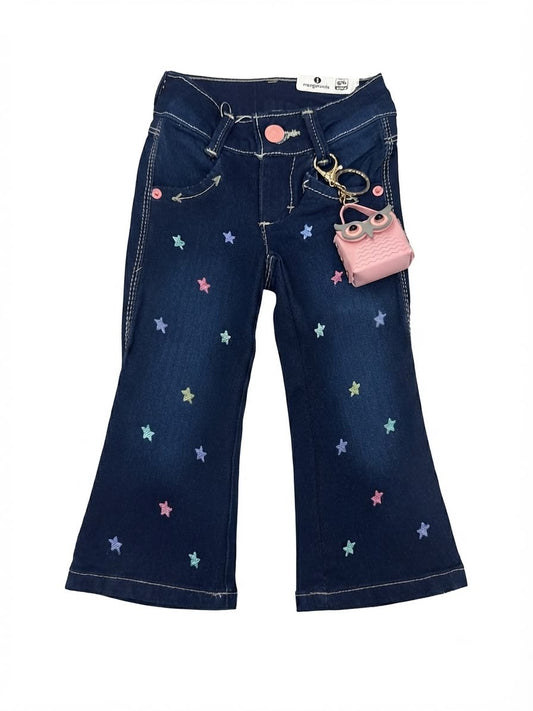 Pantalón Niña mezclilla bordado estrellas