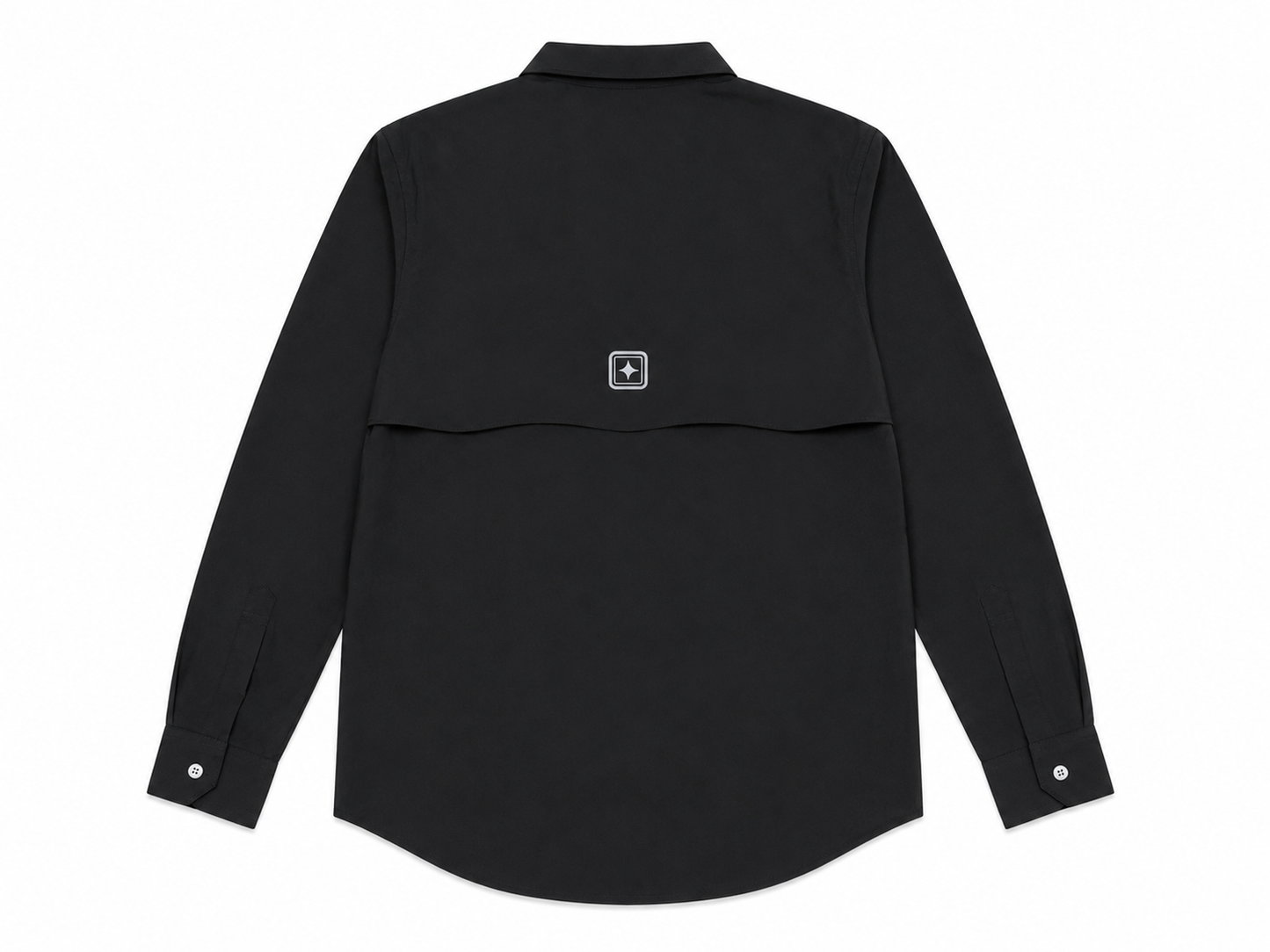 Camisa Caballero Negra Manga Larga con Bolsillos