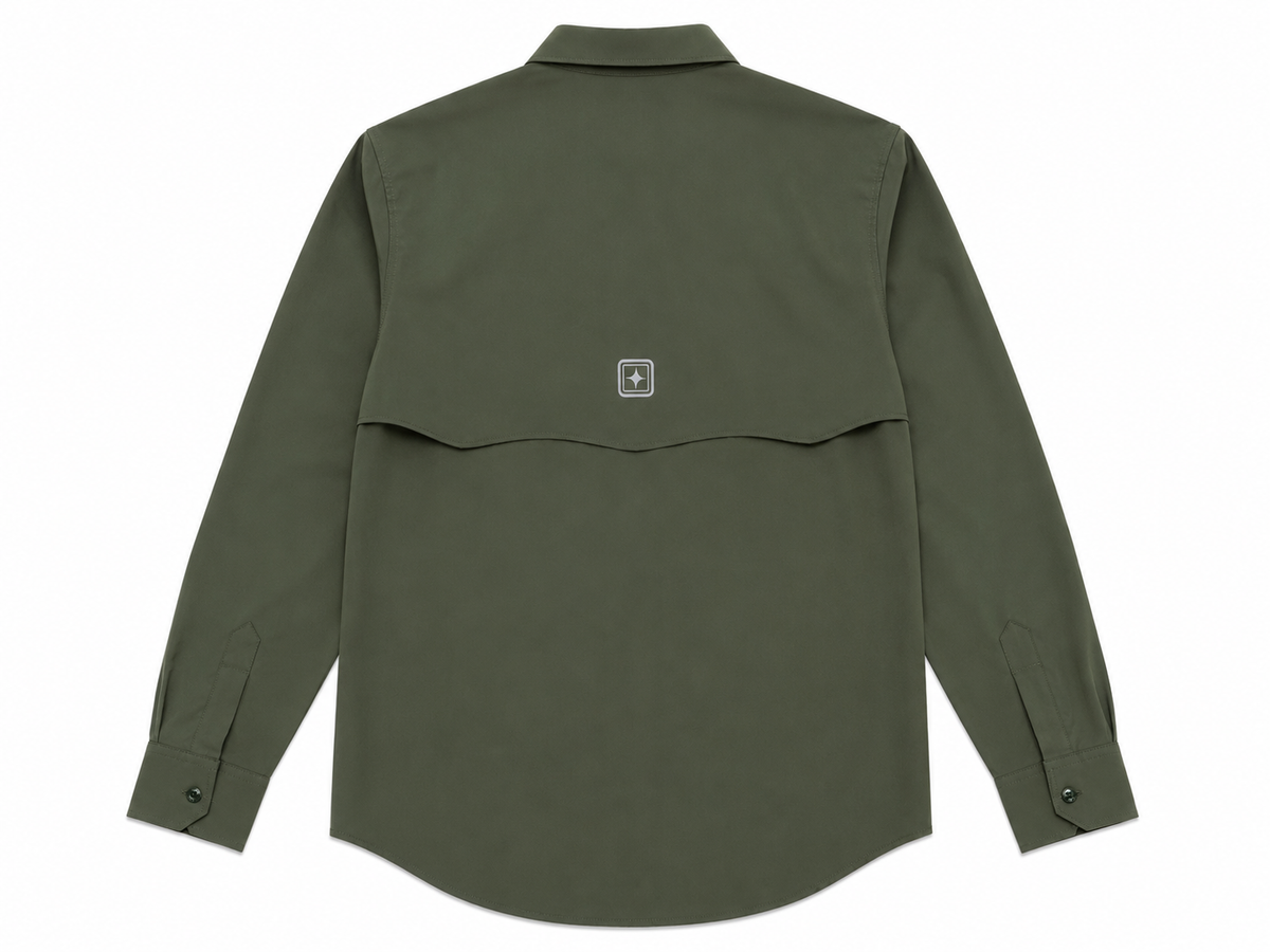 Camisa Caballero Verde Militar Manga Larga