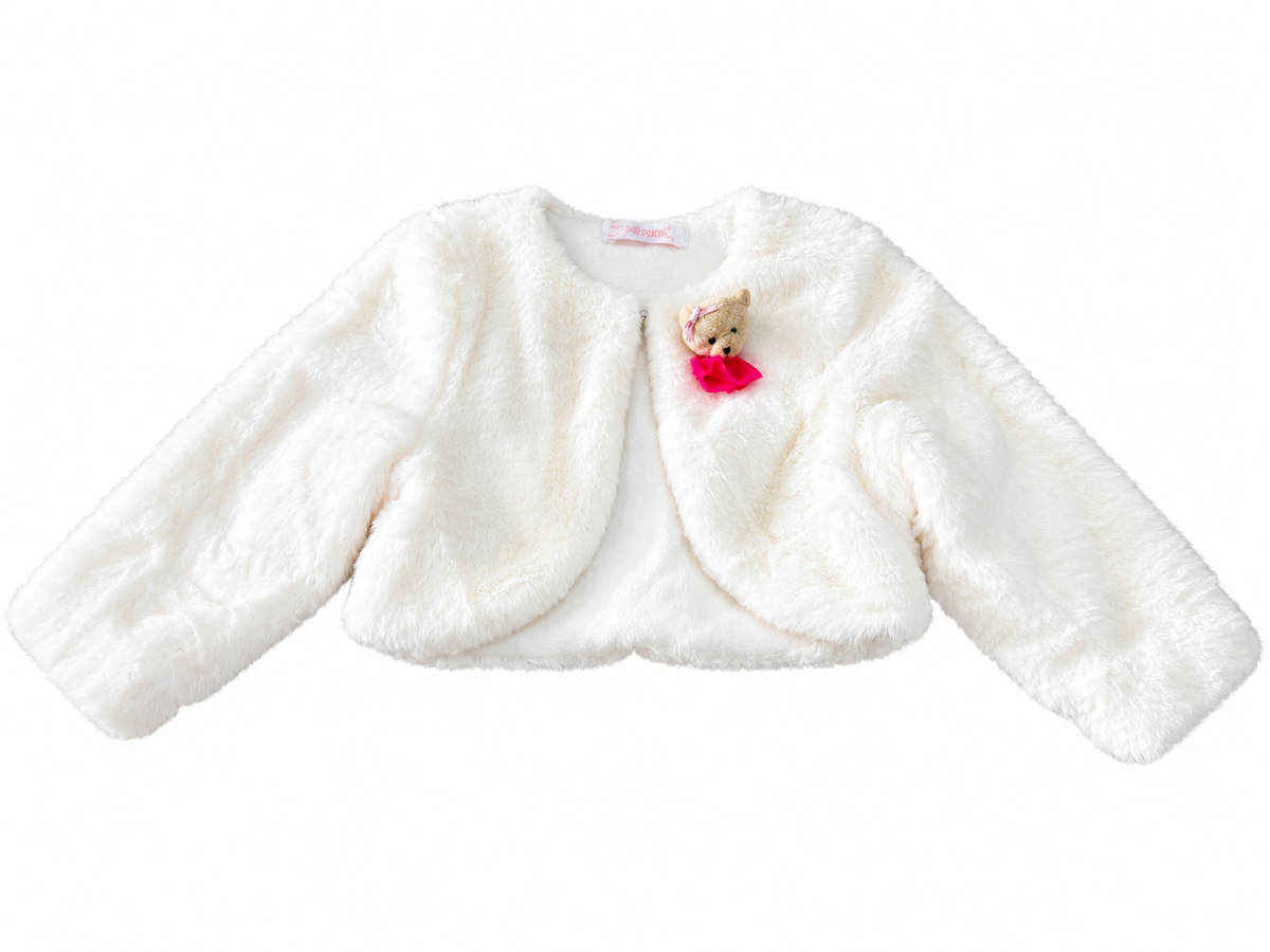 Set niña de 3 piezas con bolero afelpado y falda de tul rosa