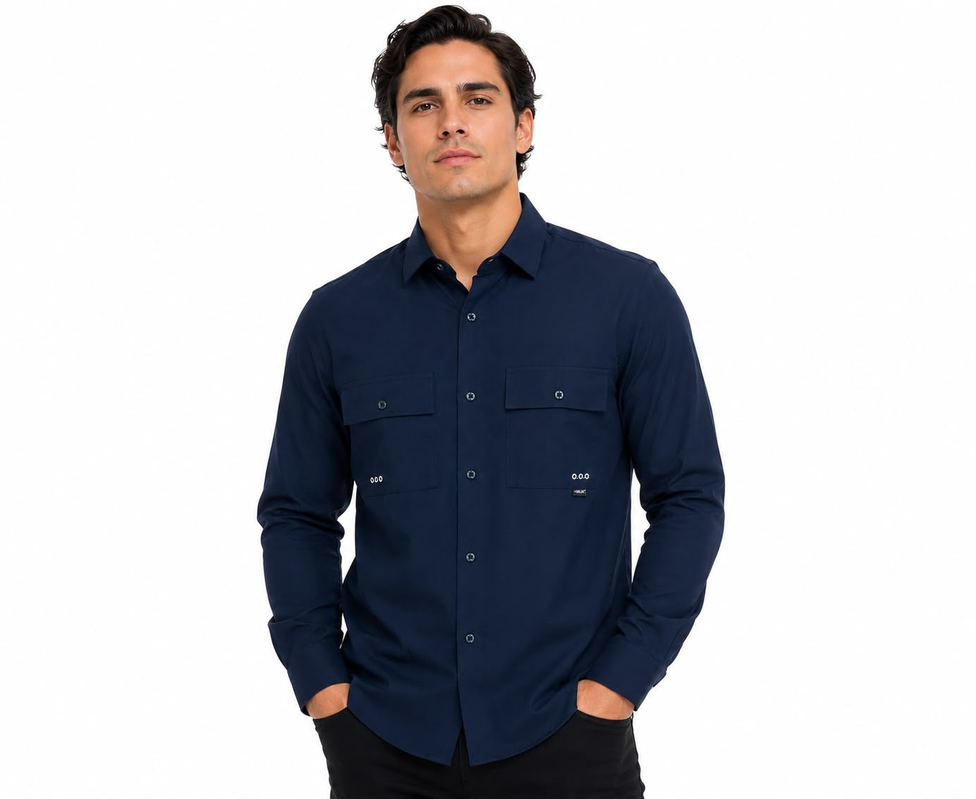 Camisa Caballero Azul Marino Manga Larga