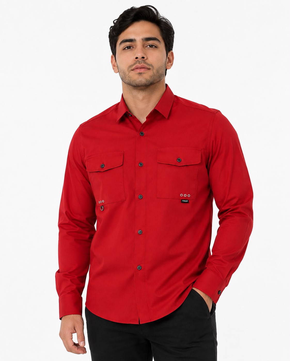 Camisa Caballero Roja Manga Larga
