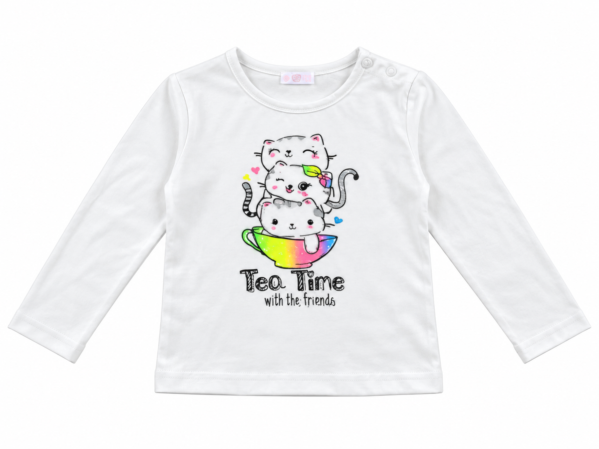 Set niña de 3 piezas con chamarra acolchada rosa de gatitos y pantalón deportivo