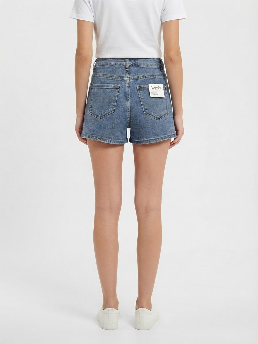 Shorts falda dama mezclilla con pedrería