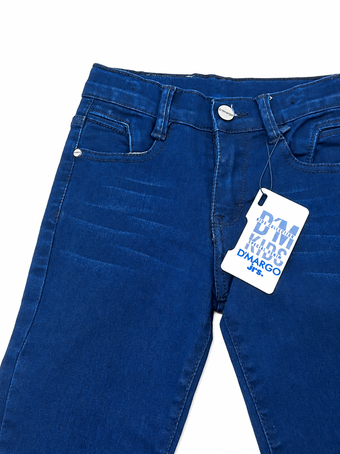 Pantalón niño de mezclilla azul con ligero deslavado rayas