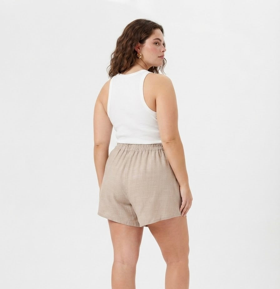 Shorts falda dama beige corte cruzado