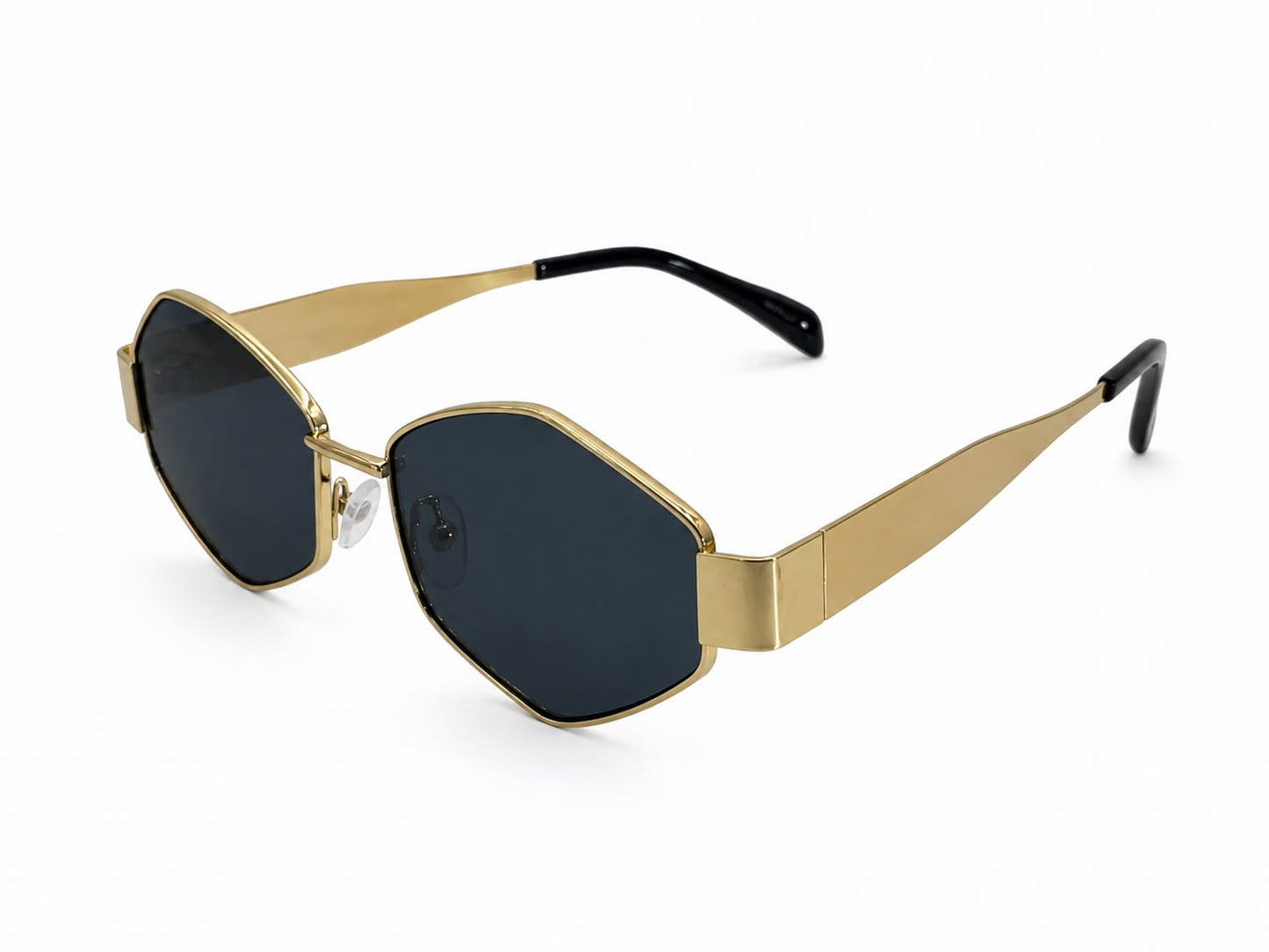 Lentes dama hexagonales negros con marco dorado