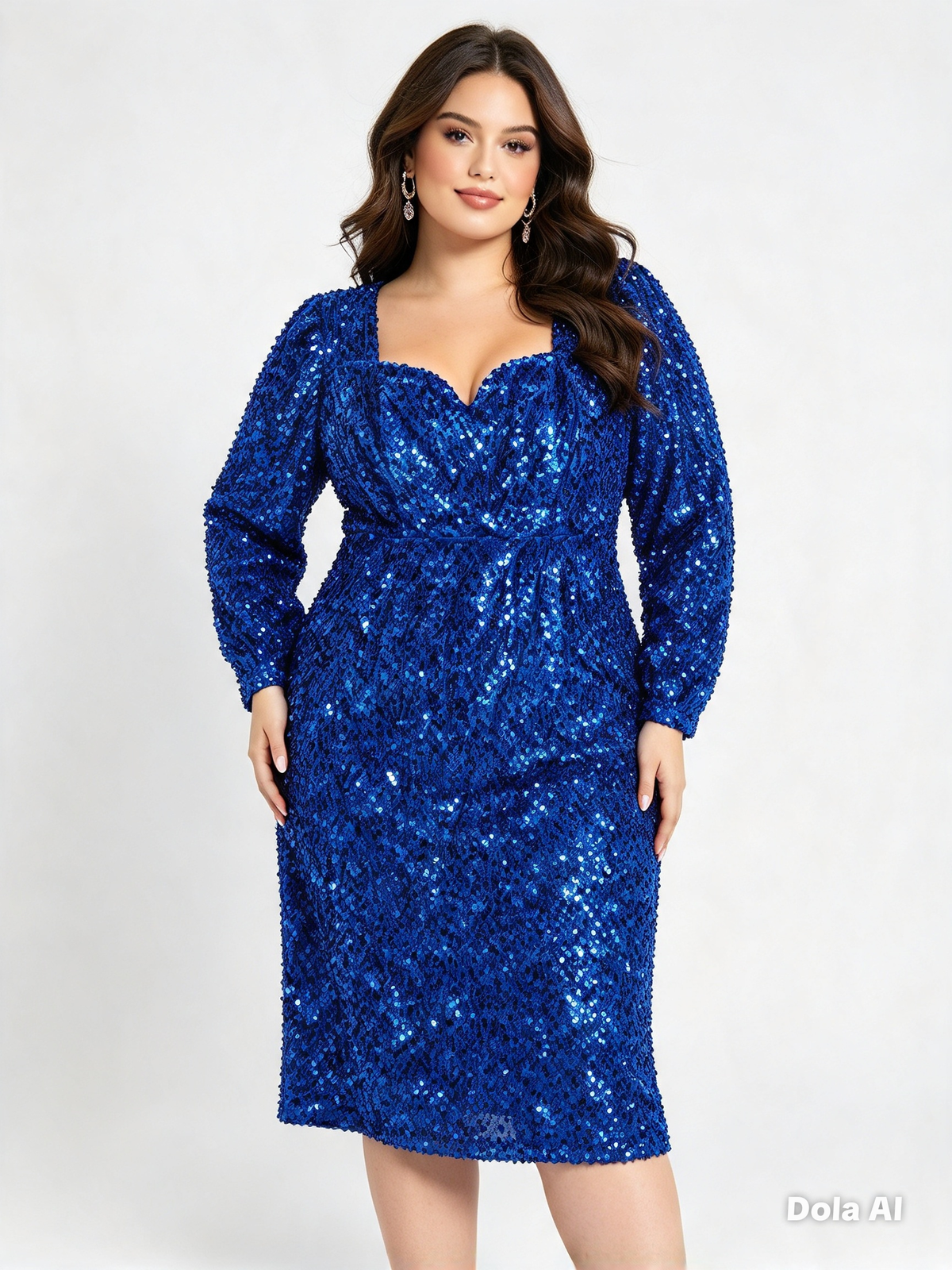 Vestido dama con lentejuelas y manga larga