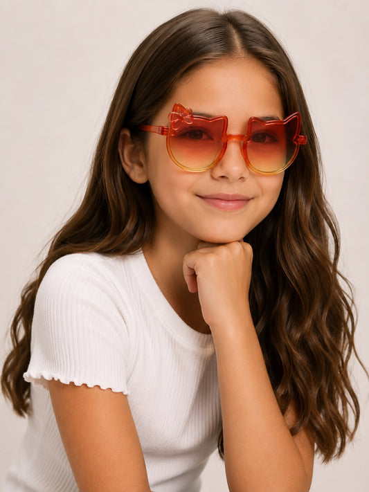 Lentes niña con diseño de gatito y flor