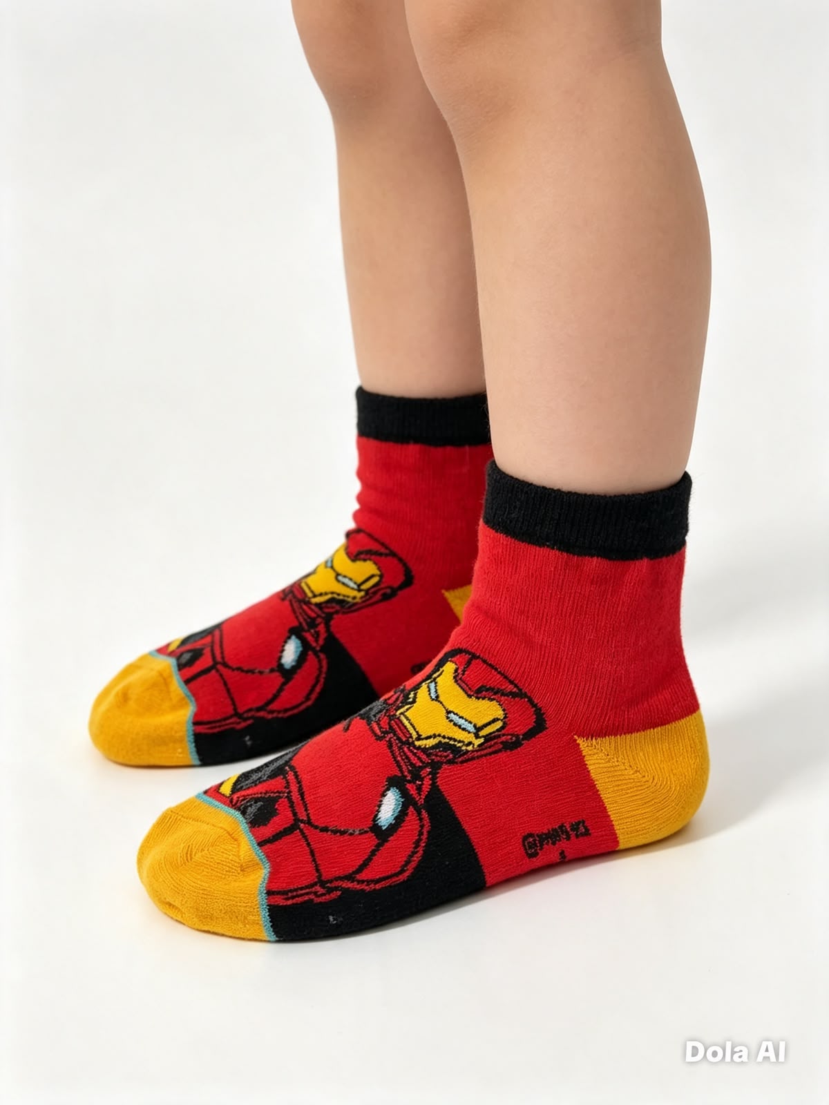 Calceta larga infantil diseño superhéroe rojo