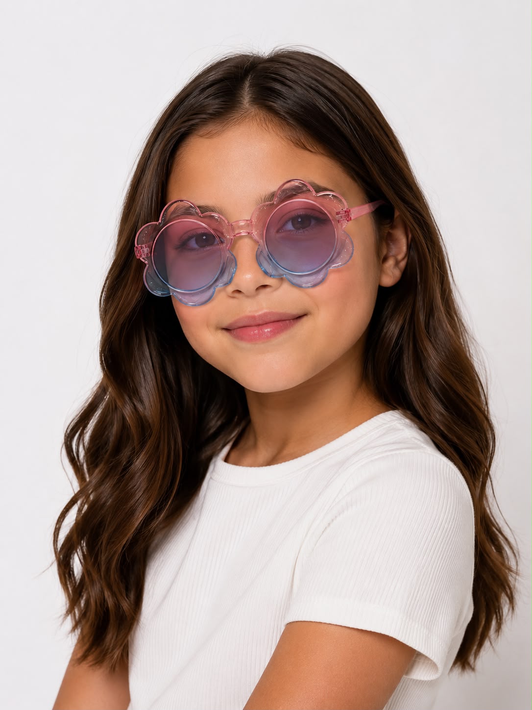 Lentes niña diseño flor rosa degradado