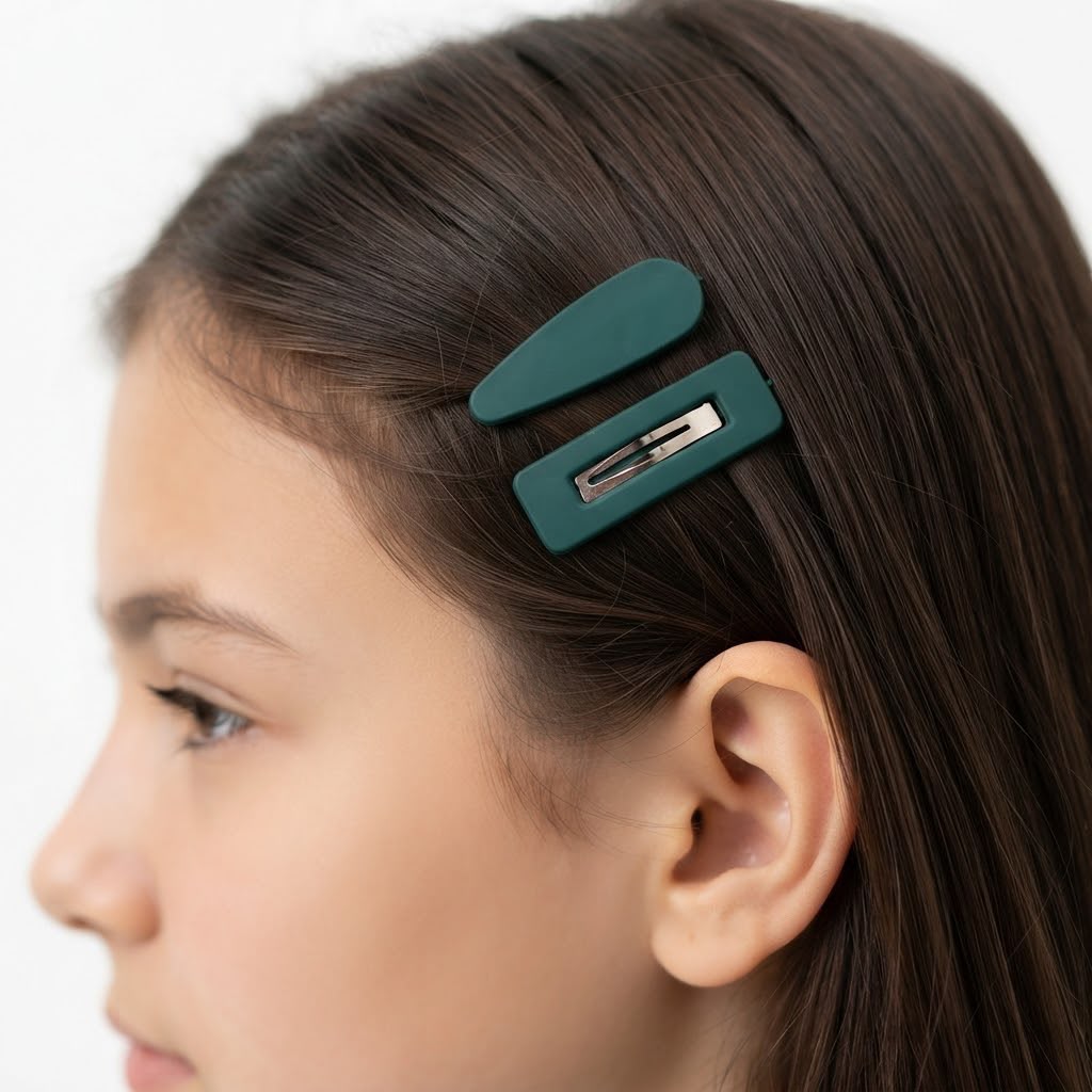 Broche para cabello rectangular verde