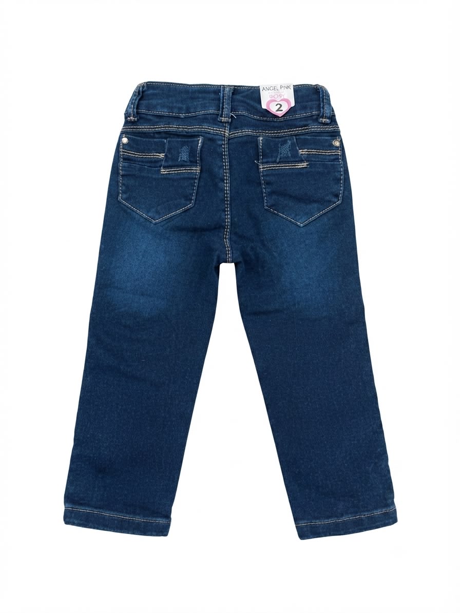Pantalón Niña mezclilla bordados corazones cerezas