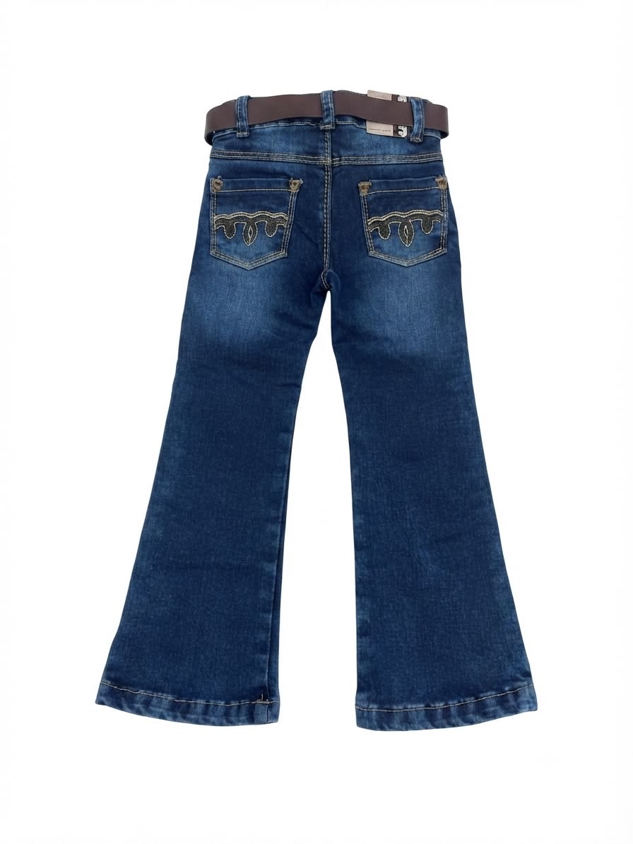 Pantalón niña acampanado con cinturón café