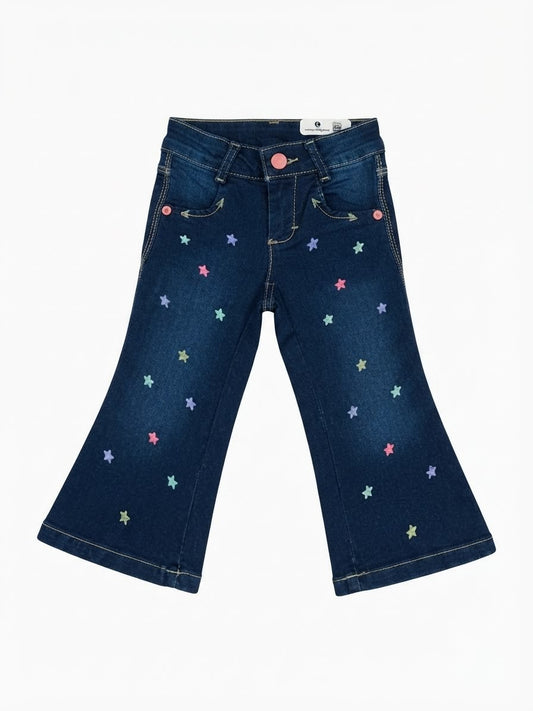 Pantalón Niña campana con estrellas bordadas