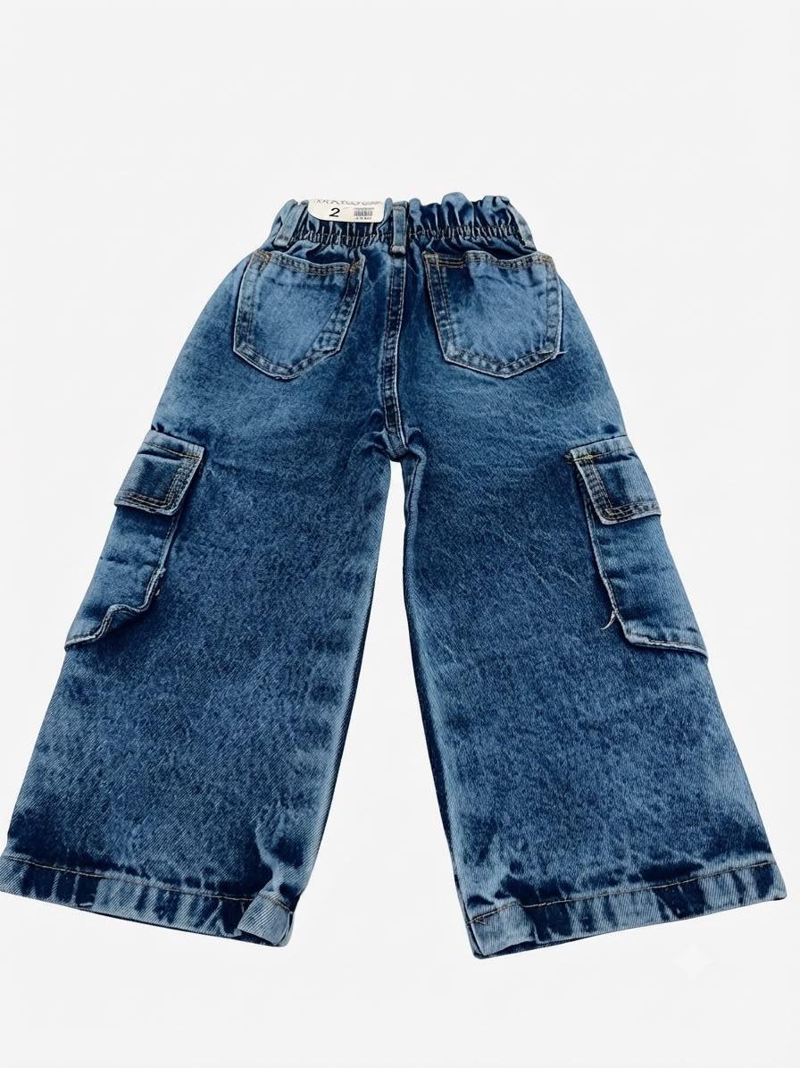 Pantalón niña cargo de mezclilla wide leg