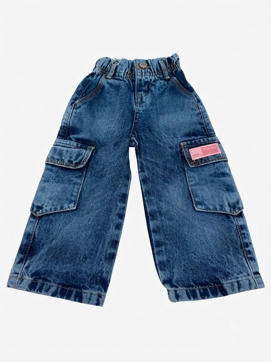 Pantalón niña cargo de mezclilla wide leg